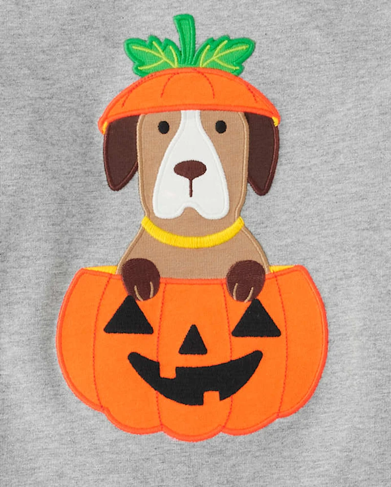 Haut raglan brodé pour garçon avec motif chien - Trick or Treat