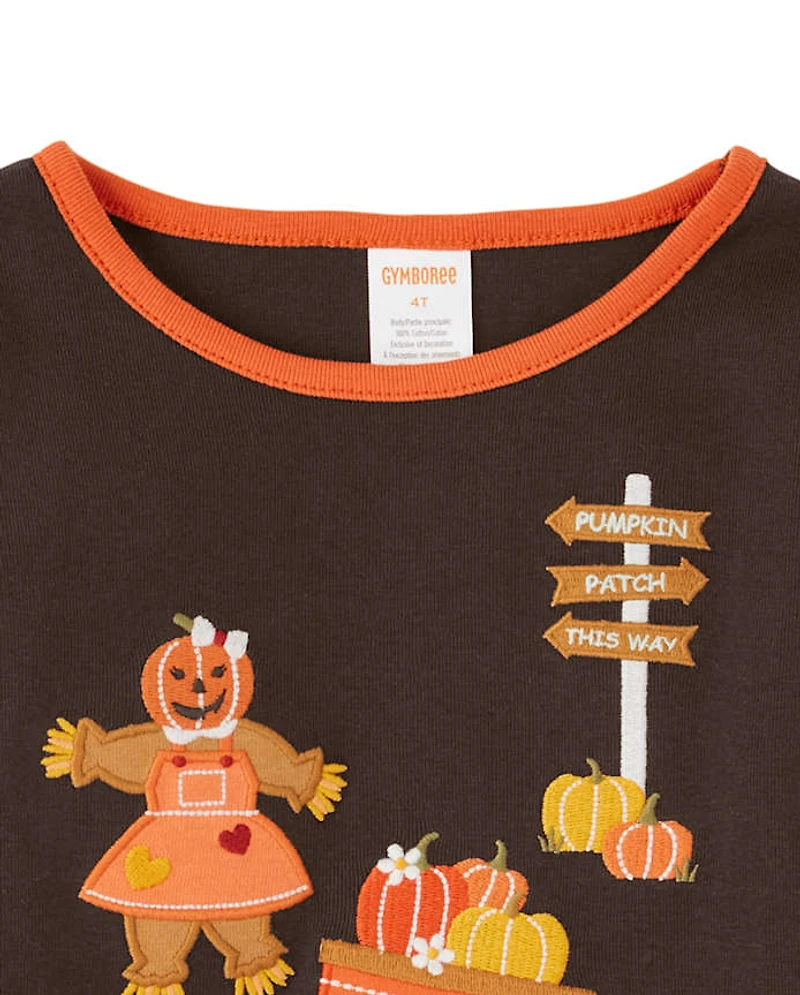 Haut brodé à motif d'automne pour fille - Perfect Pumpkin