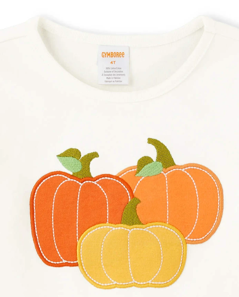 Girls Embroidered Pumpkin Top - Perfect