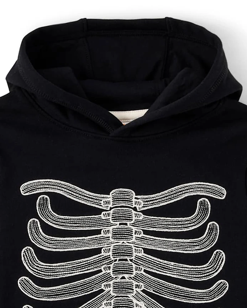 Boys Embroidered Skeleton Hoodie - Trick or Treat