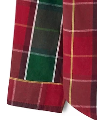 Boys Matching Family Plaid Button Up Shirt - Holiday Traditions