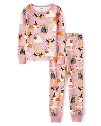 Pyjama en coton ajusté pour fille, motif chien, idéal Halloween