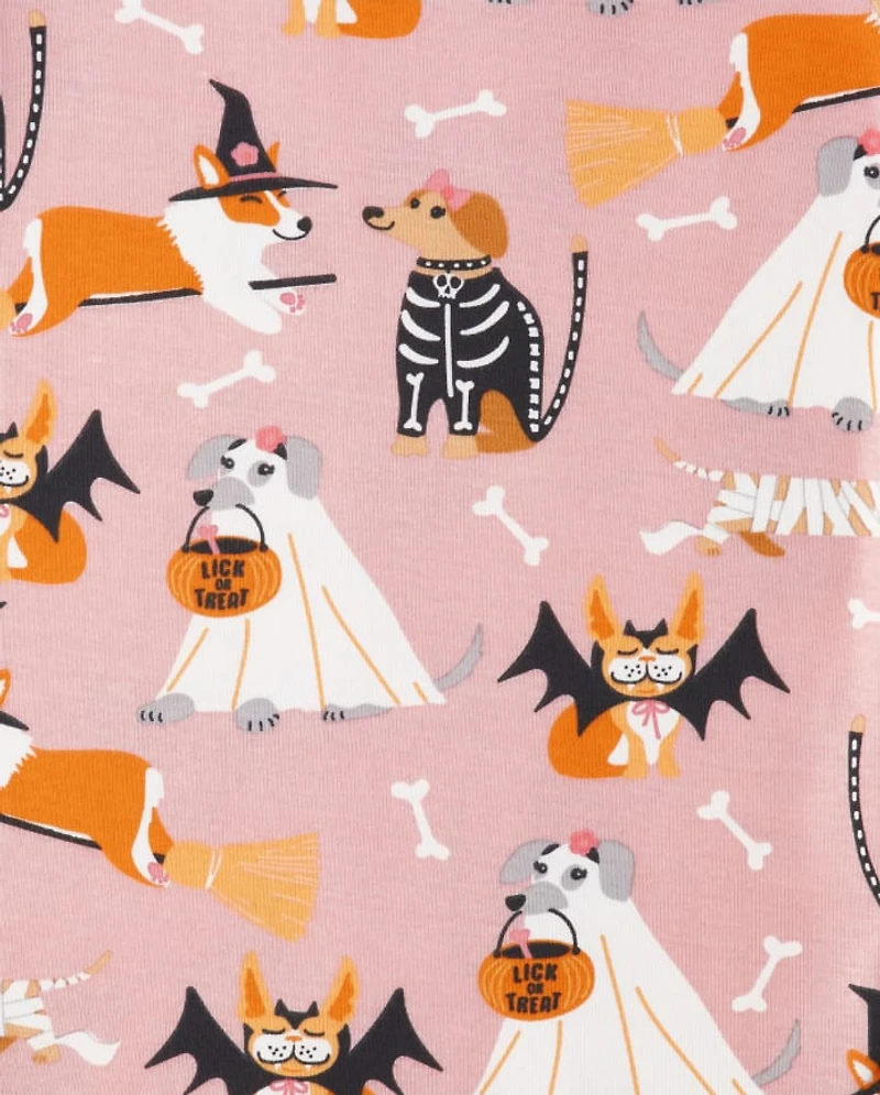 Girls Halloween Dog Snug Fit Cotton Pajamas