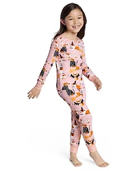 Pyjama en coton ajusté pour fille, motif chien, idéal Halloween