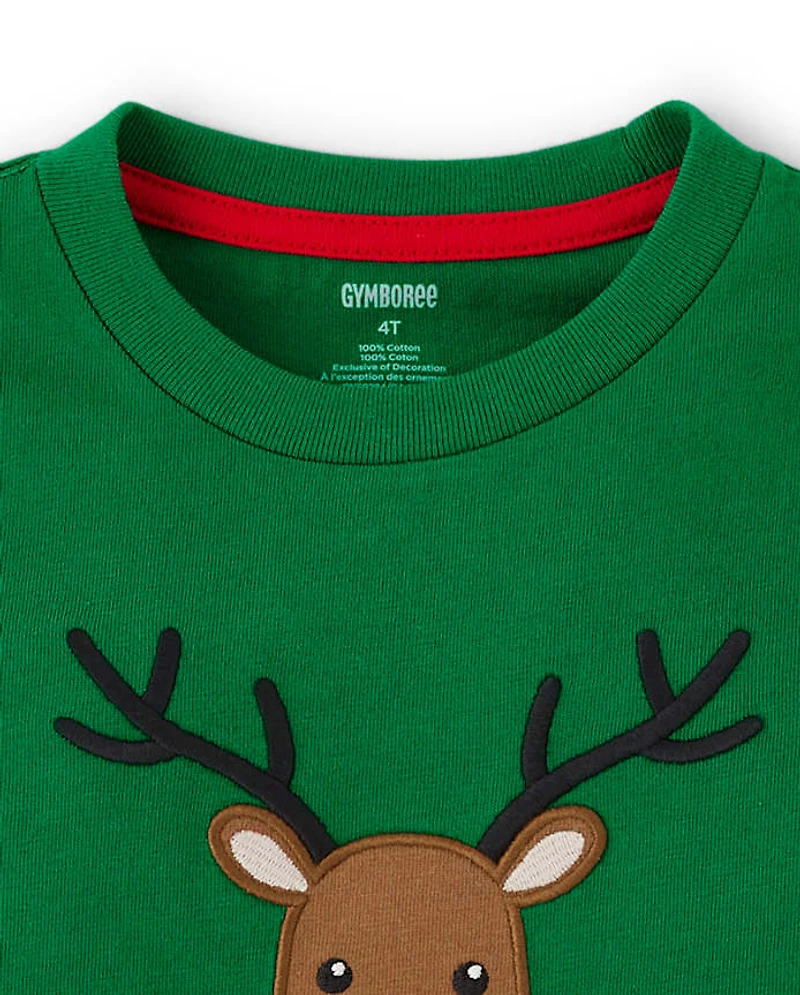 Boys Embroidered Reindeer Layered Top - Holiday Express
