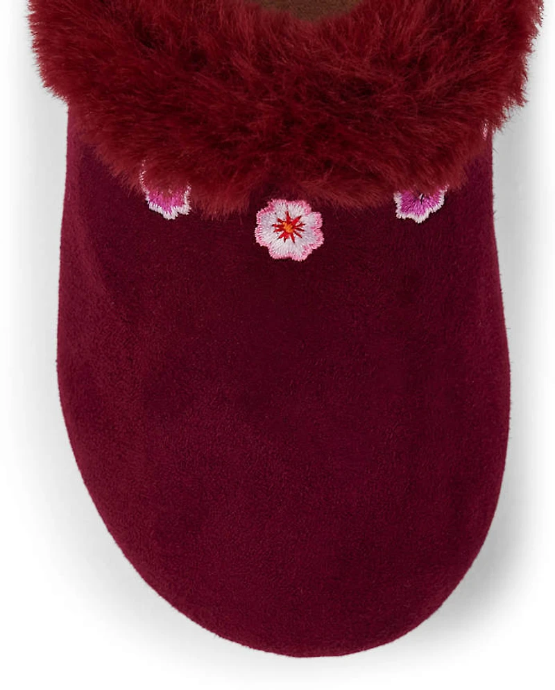 Girls Embroidered Flower Clogs - Spice Market