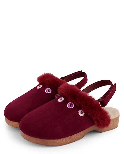 Girls Embroidered Flower Clogs - Spice Market