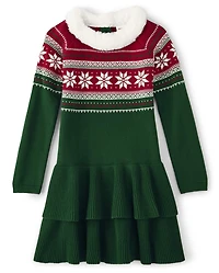 Robe chandail jacquard flocon de neige pour filles - Holiday Traditions