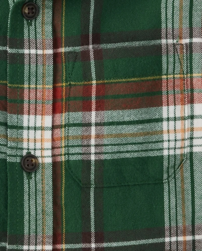 Chemise boutonnée à carreaux pour garçon - Récolte d'automne