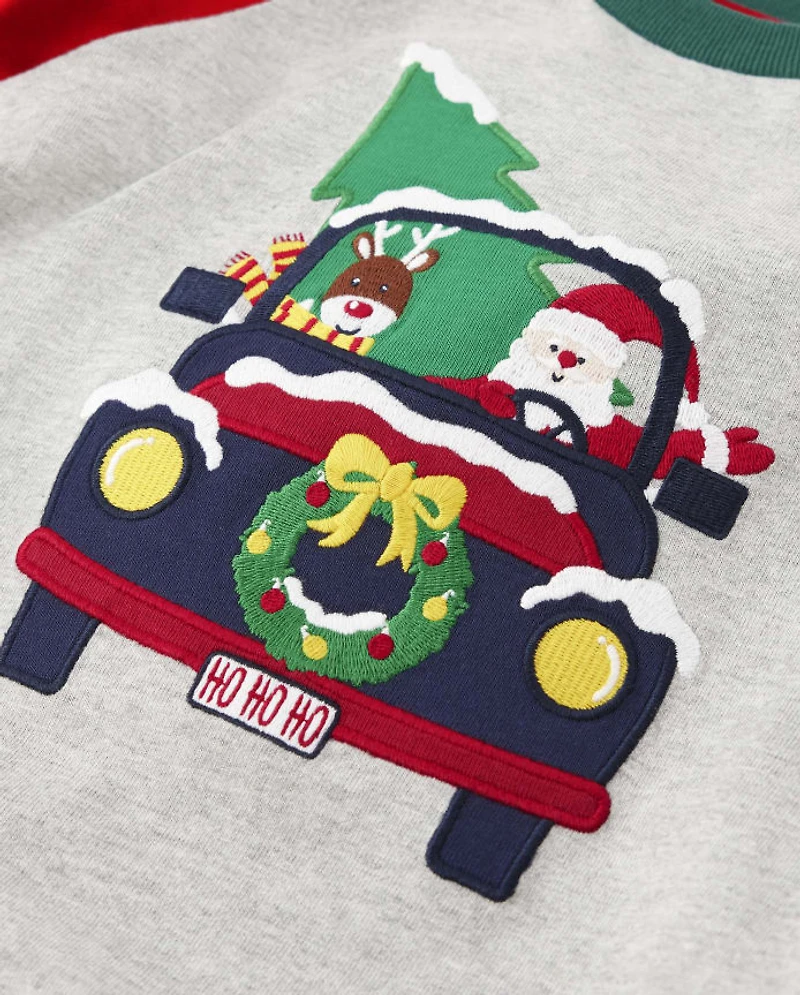 Haut raglan brodé pour garçon avec motif camion - Holiday Express