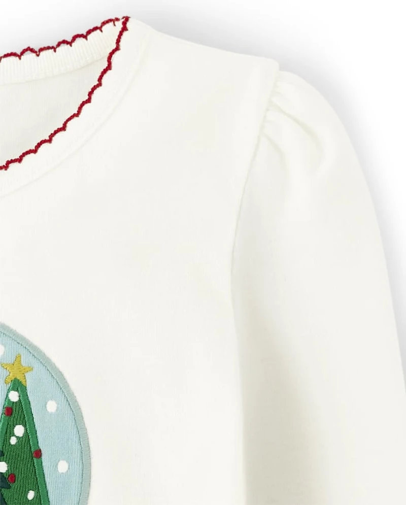 Haut boule à neige brodé pour fille - Holiday Express