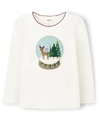 Haut boule à neige brodé pour fille - Holiday Express