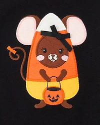 Girls Embroidered Mouse Top - Trick or Treat