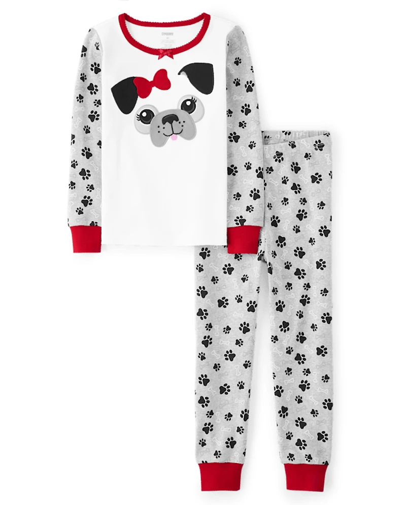 Girls Pug Snug Fit Cotton Pajamas