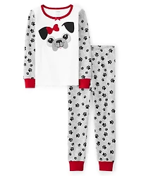 Girls Pug Snug Fit Cotton Pajamas