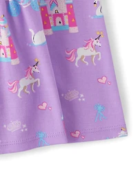 Girls Castle Babydoll Top - Unicorn Princess