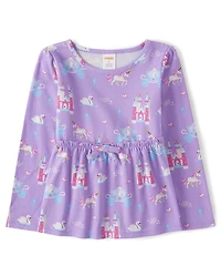 Girls Castle Babydoll Top - Unicorn Princess