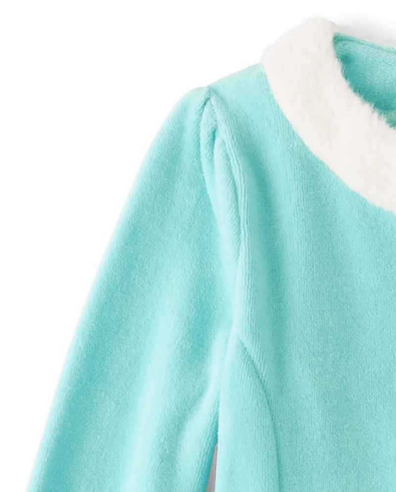 Robes en velours avec couronne brodée pour fille - Princesse licorne
