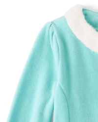 Robes en velours avec couronne brodée pour fille - Princesse licorne