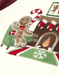 Boys Embroidered Christmas Raglan Top - Gingerbread House