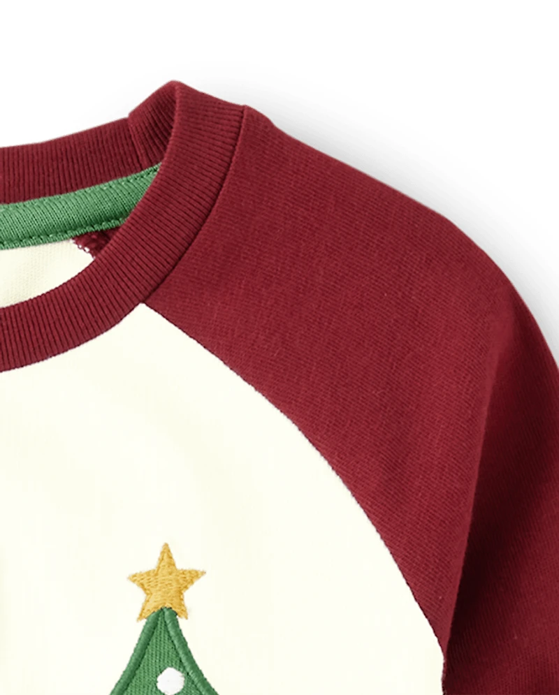 Haut raglan de Noël brodé pour garçon - Maison en pain d'épice