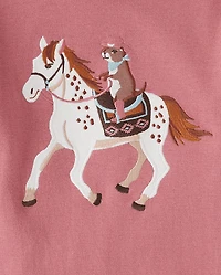 Haut brodé à motif de cheval pour fille - Little Rocky Mountain