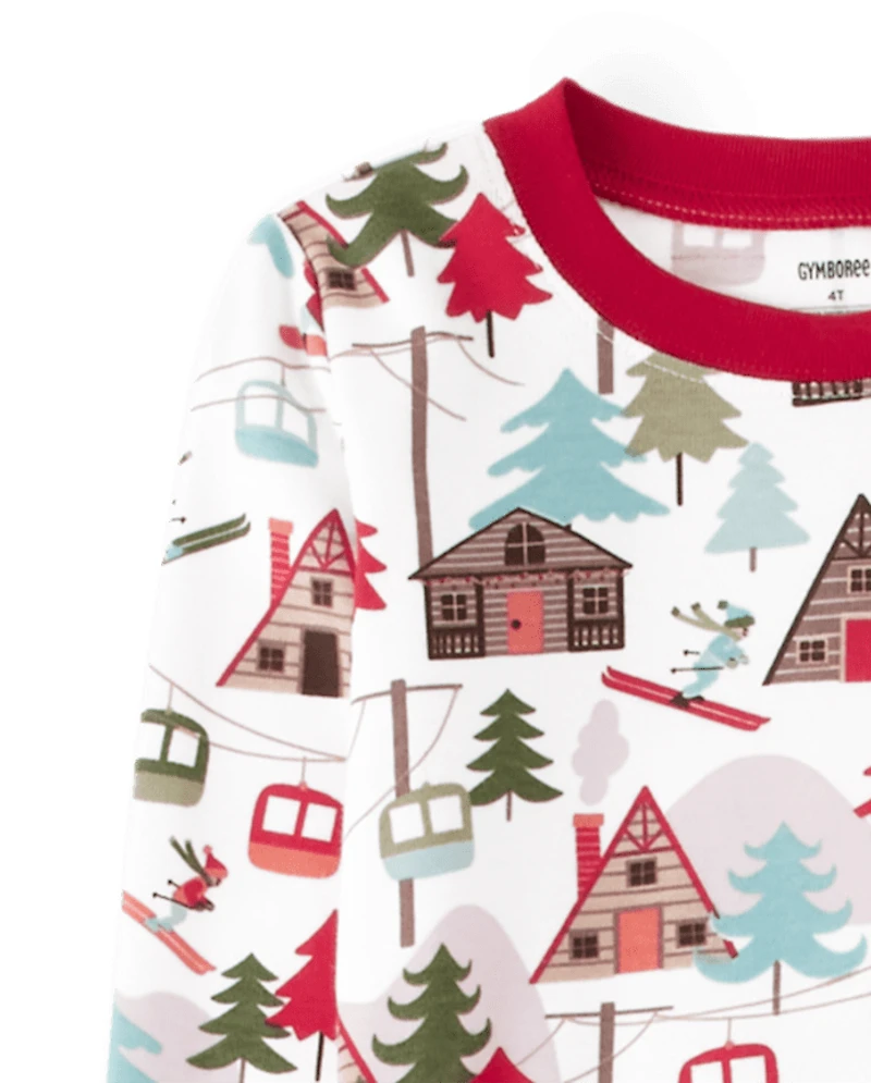 Pyjama en coton ajusté pour enfants, style chalet de ski
