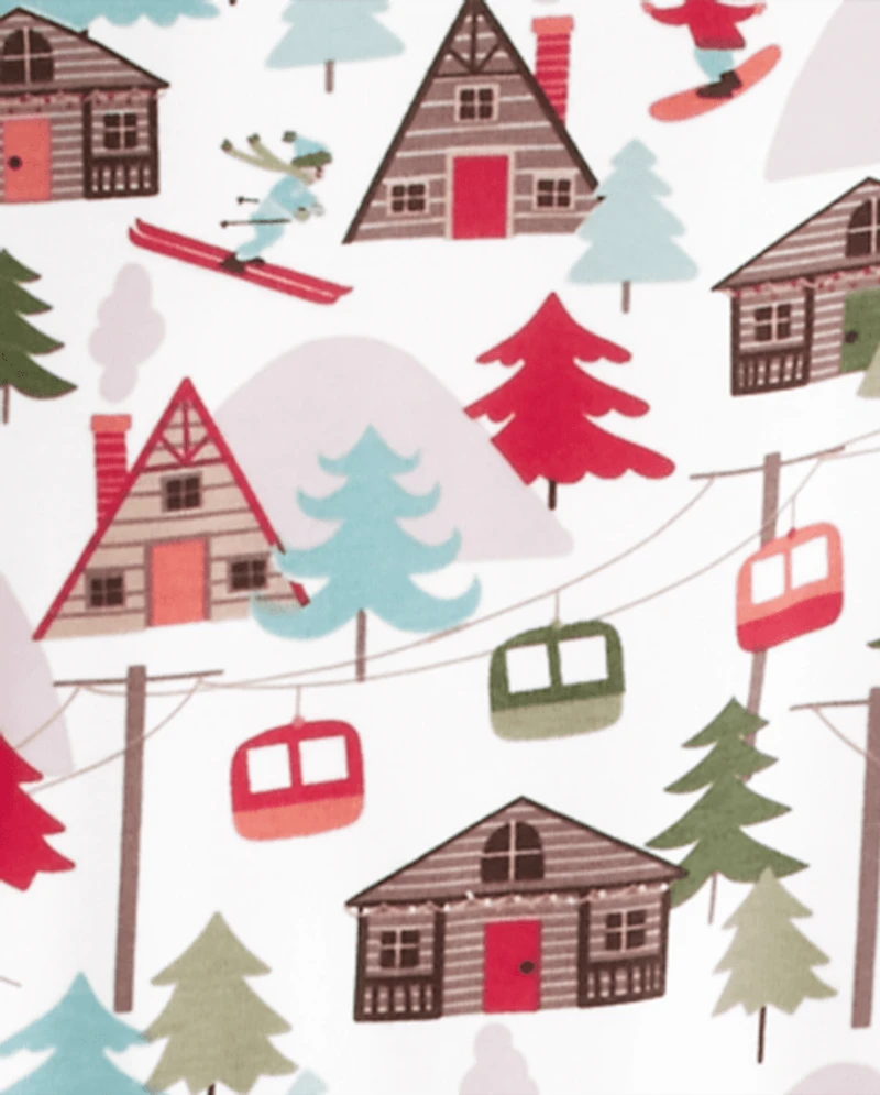 Pyjama en coton ajusté pour enfants, style chalet de ski