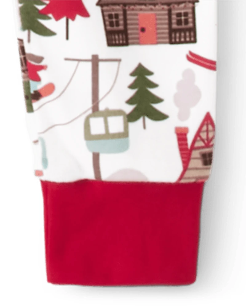 Pyjama en coton ajusté pour enfants, style chalet de ski