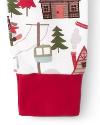 Pyjama en coton ajusté pour enfants, style chalet de ski