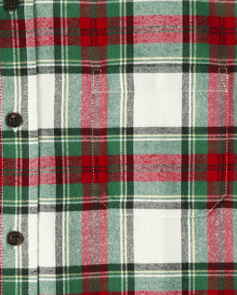 Mens Matching Family Plaid Button Up Shirt - Celebrations