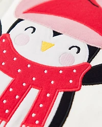 Girls Penguin Snug Fit Cotton Pajamas