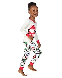 Girls Penguin Snug Fit Cotton Pajamas