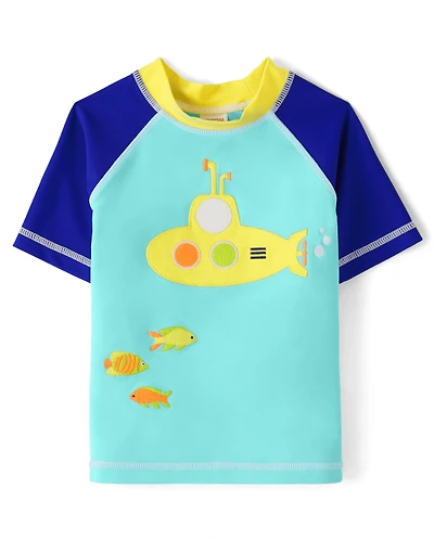 Boys Embroidered Submarine Rashguard - Splish-Splash