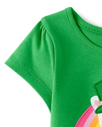 Girls Embroidered Cat Top - Little Leprechaun