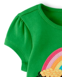 Robe à volants arc-en-ciel brodée pour fille - Petit lutin