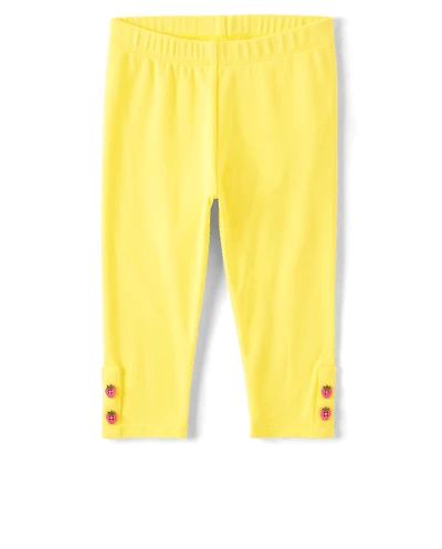 Girls Fruit Button Capri Leggings - Festive