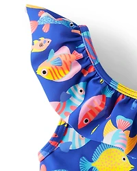 Maillot de bain une pièce à volants Fille Fish - Splish-Splash