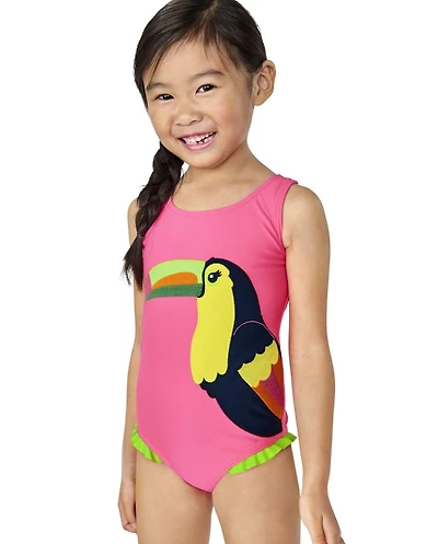 Maillot de bain une pièce brodé Toucan pour fille - Aloha