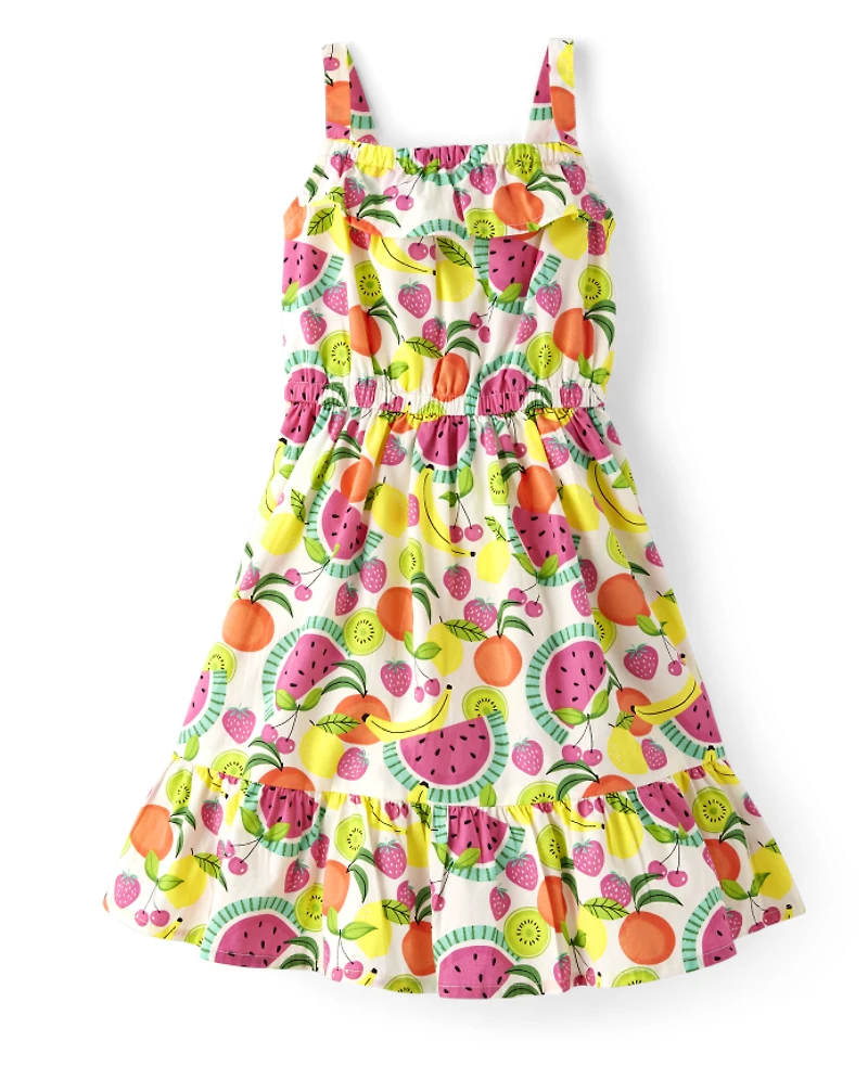 Robe à volants pour fille - Motif fruits festifs
