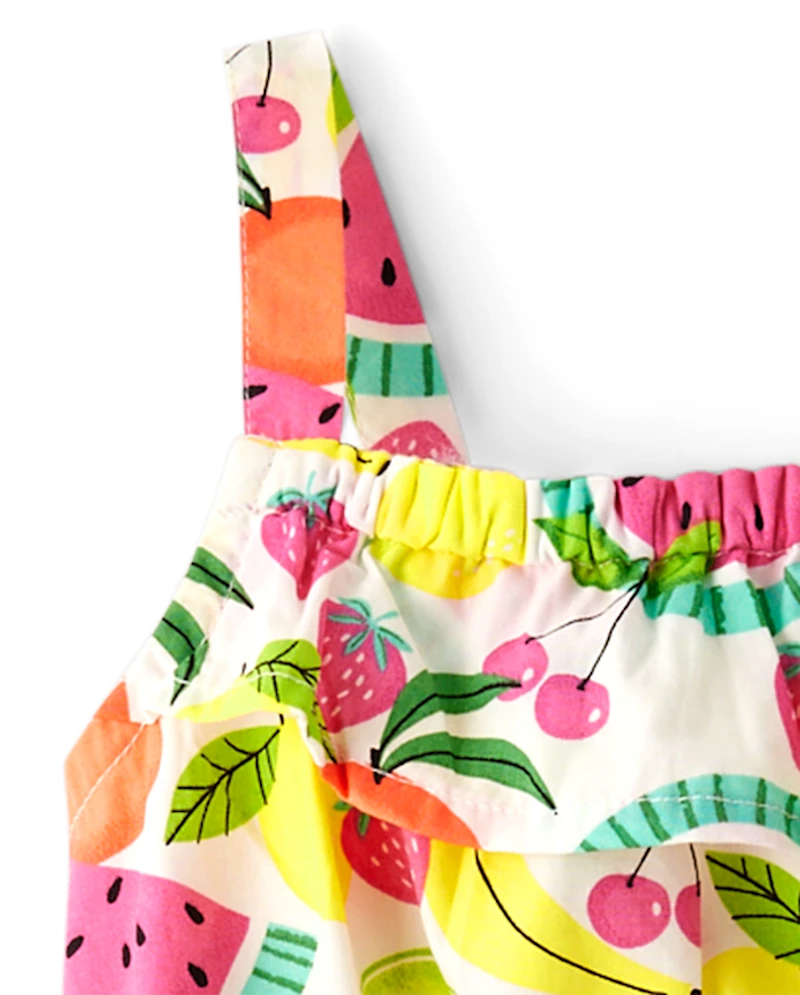 Girls Fruit Ruffle Dress - Festive