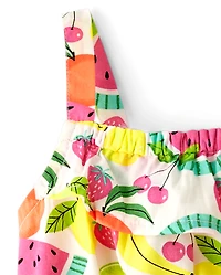Girls Fruit Ruffle Dress - Festive