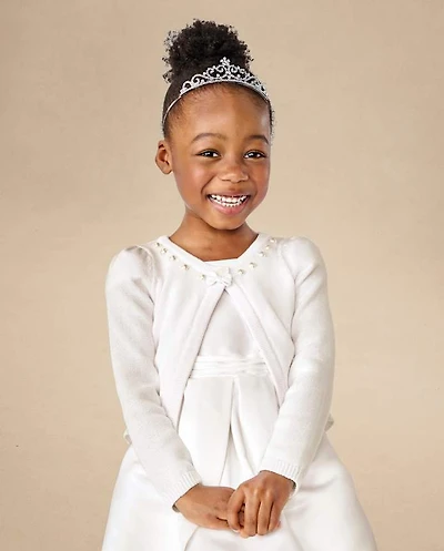 Girls Faux Pearl Cardigan - Special Occasions