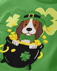 Boys Embroidered Dog Top - Little Leprechaun