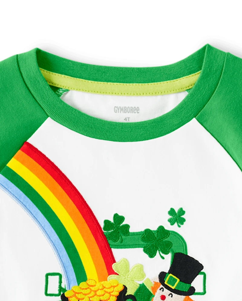 T-shirt brodé pour garçon, motif petit lutin, la Saint-Patrick