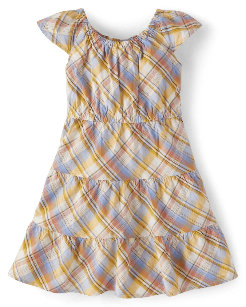Girls Matching Family Plaid Tiered Dress - Country Trail