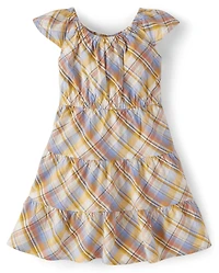 Girls Matching Family Plaid Tiered Dress - Country Trail
