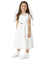 Voile en dentelle florale pour filles - Occasions spéciales
