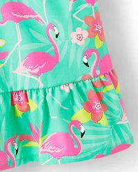 Jupe-short à volants flamant rose pour filles - Paradis tropical