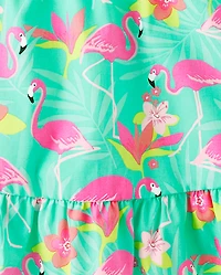 Jupe-short à volants flamant rose pour filles - Paradis tropical